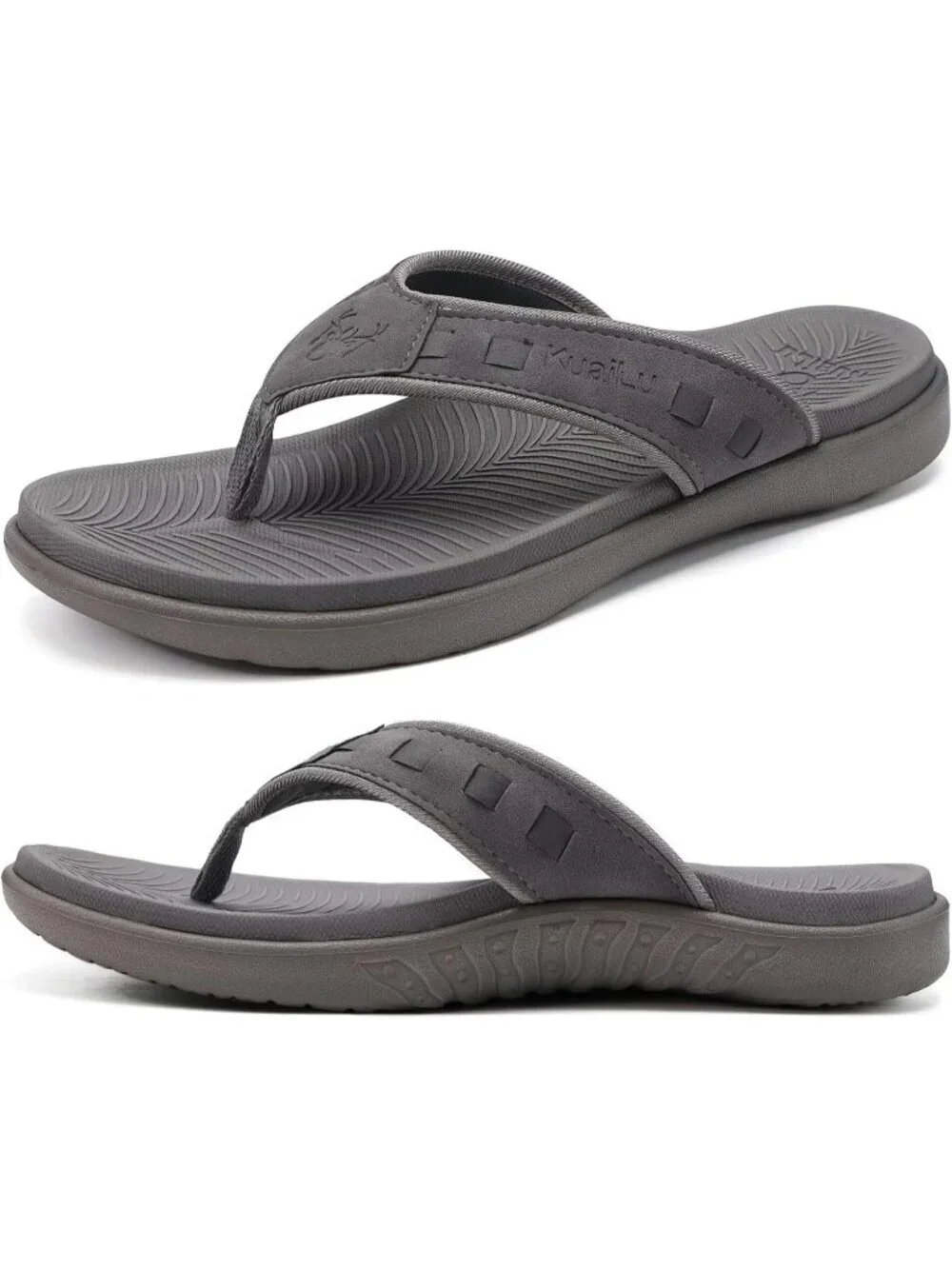 Men's Grey Fashion Arch Support Flip Flops Comfort Orthotic Thong Sandal Shoes